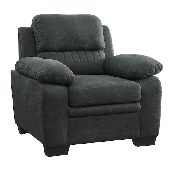 Deliah Dark Gray Textured Fabric Arm Chair