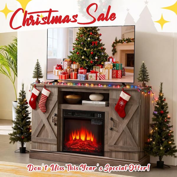 47 in. Freestanding Electric Fireplace TV Stand in Gray Wash