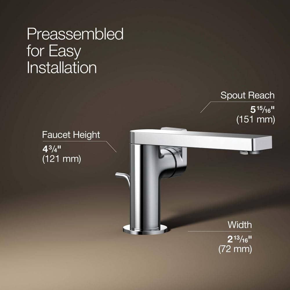 Composed Minimalist Polished Chrome Single-Handle Bathroom Faucet
