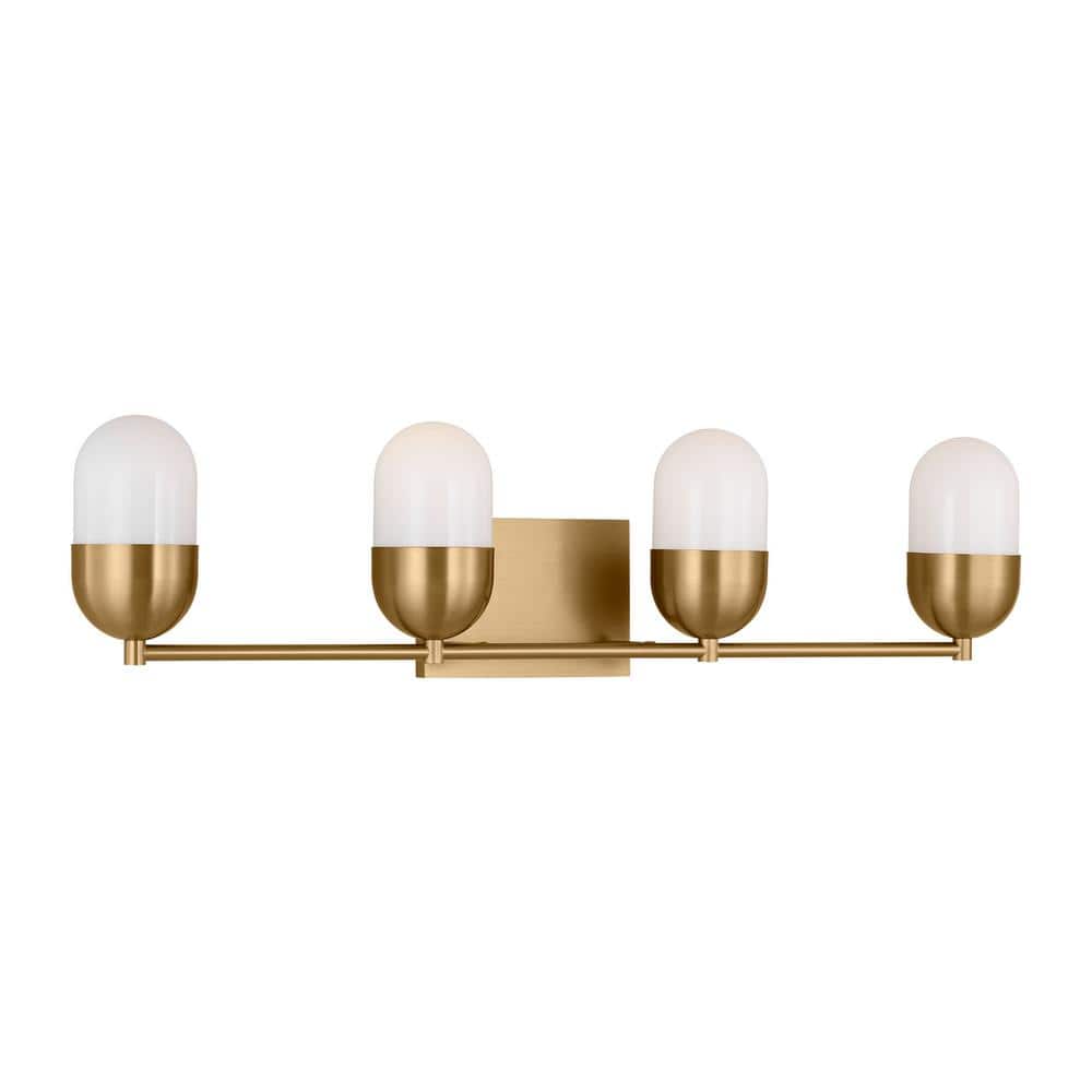 Foster 30.75" Satin Brass Vanity Light with Milk Glass Shades