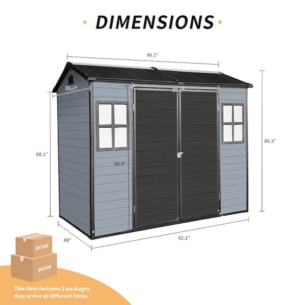 Zeus & Ruta 8 ft. W x 4 ft. D Resin Storage Shed with Floor