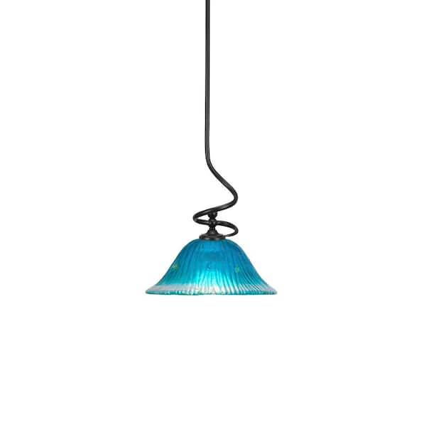 Unbranded Royale 100 W 1-Light Matte Black Standard Mini Pendant Light with Glass Shade