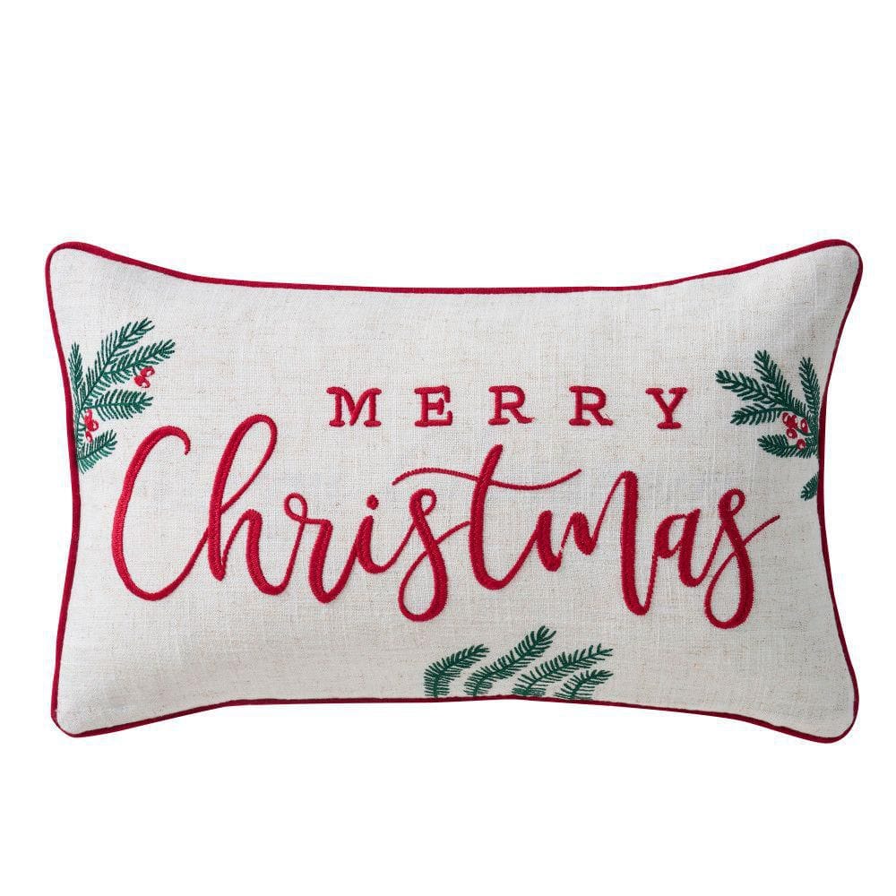 Heathered Pillow Crimson Polyester Boudoir Decorative Throw Pillow