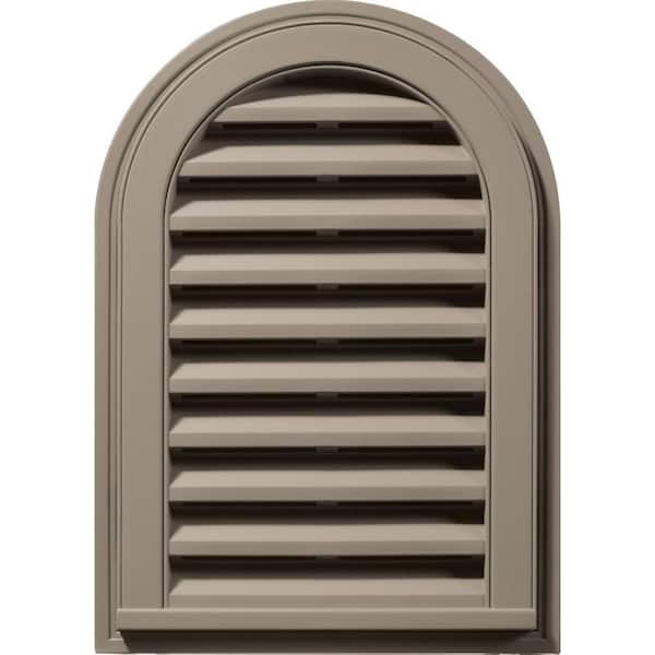 Builders Edge 14 in. x 22 in. Round Top Plastic Built-in Screen Gable Louver Vent #097 Clay