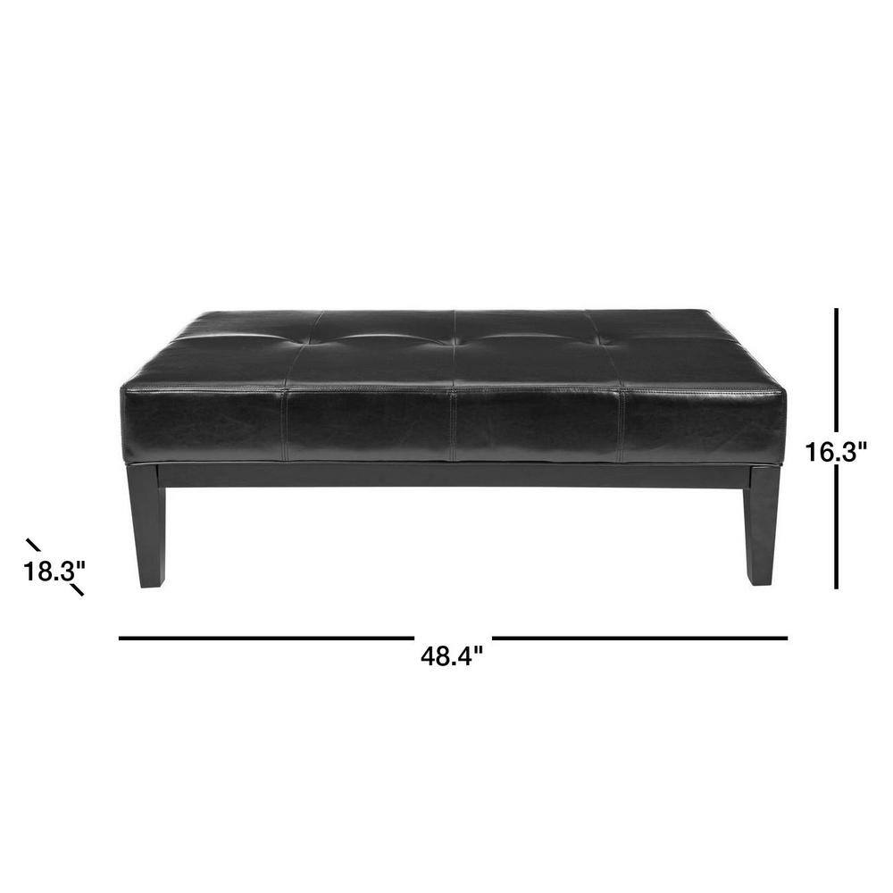 Elegante 48" Transitional Black Tufted Cocktail Ottoman