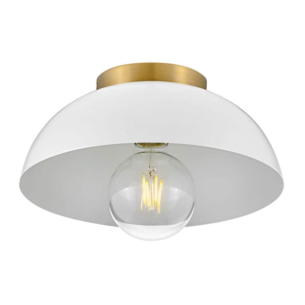 Matte White and Brass LED Globe Flush Mount