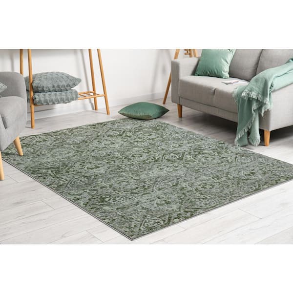 Unbranded Green 8 ft. x 10 ft. Livigno 1244 Transitional Abstract Area Rug