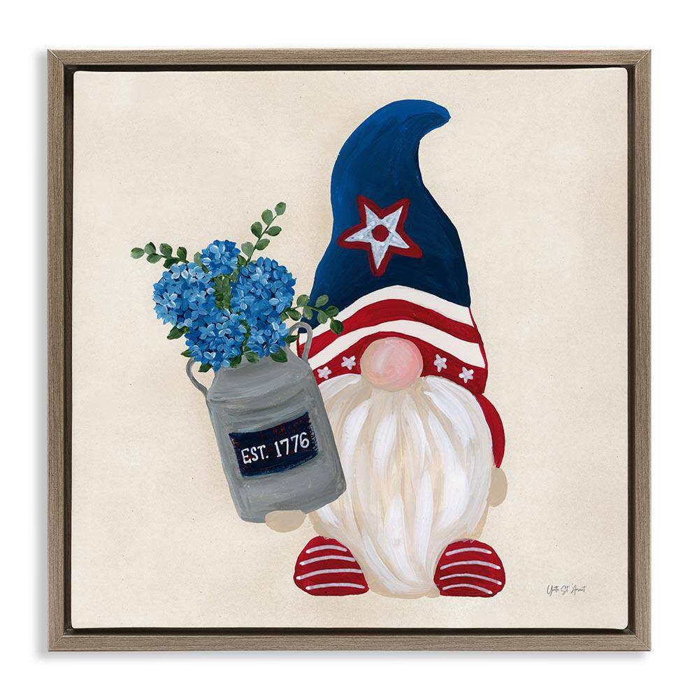 Gnome & Americana Bouquet by Yvette St. Amant Brown Floater Frame Nature Graphic Art Print 18 in. x 18 in. price history on PriceWatchPro