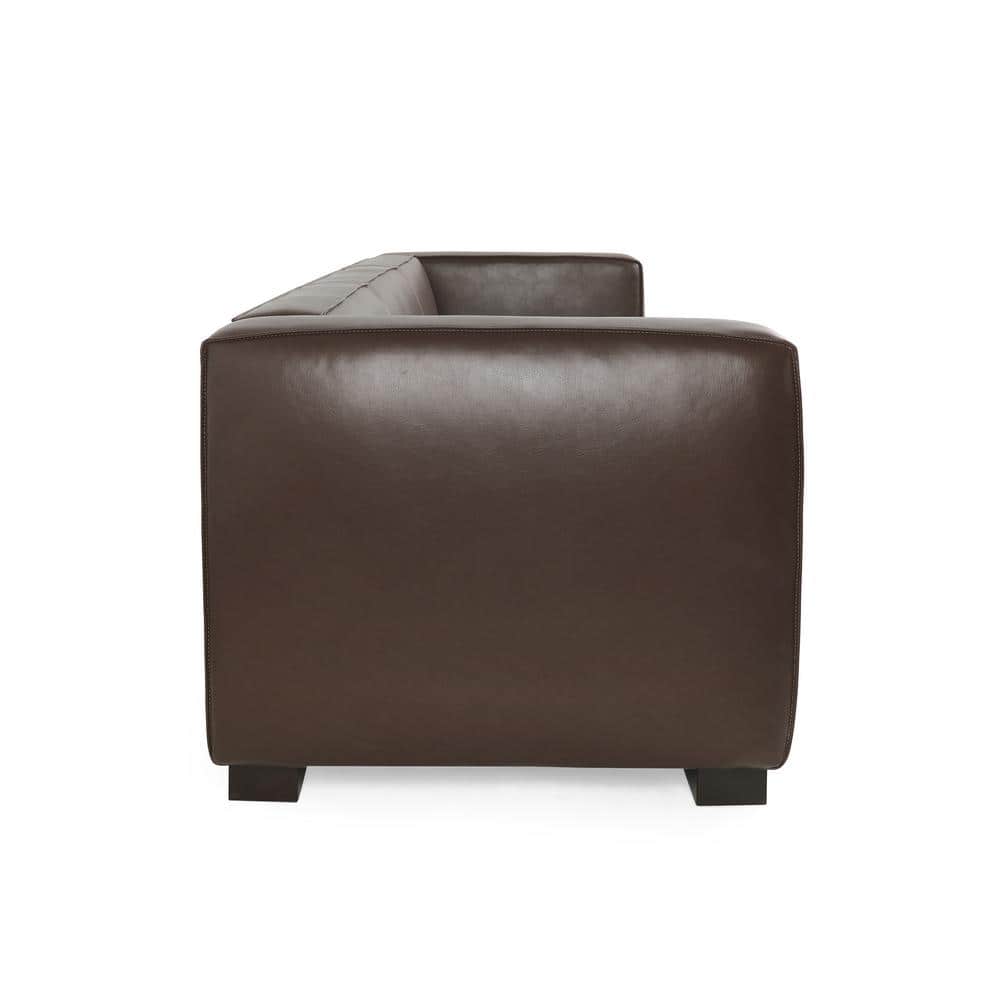 Luxurious Dark Brown Faux Leather Lawson 3-Seater Sofa with Tapered Legs