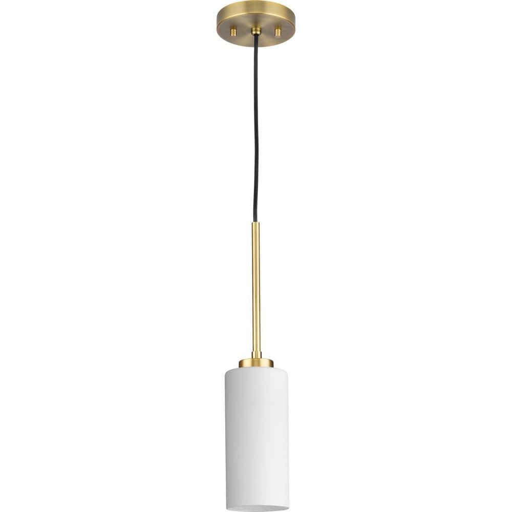 Vintage Brass and Etched Glass Cylinder Pendant Light