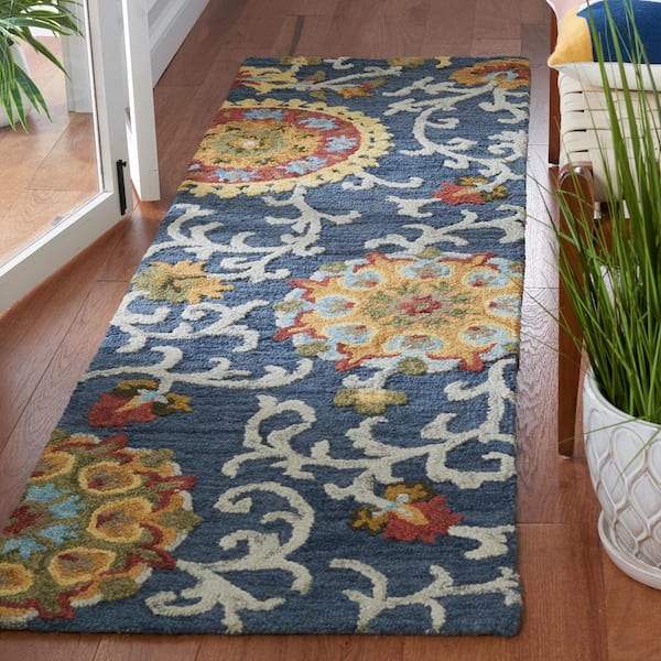 Blossom Navy/Multi 2 ft. x 10 ft. Bohemian Floral Runner Rug