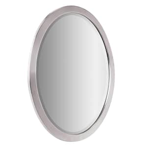 23 in. W x 29 in. H Classic Oval Metal Framed Beveled Vanity Wall Mirror in Chrome