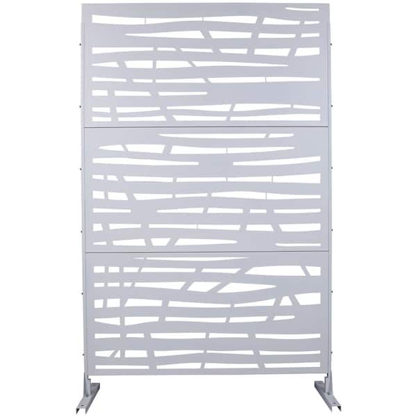 ITOPFOX Elegant 48 in. x 76 in. Outdoor and Indoor Privacy Screen Metal, Freestanding Decorative Privacy Fence Panels in White