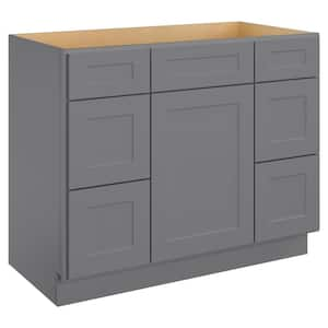 42-in W x 21-in D x 34.5-in H in Shaker Grey Plywood Stock Ready to Assemble Vanity Sink Drawer Base Kitchen Cabinet