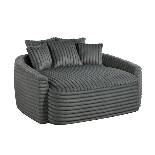 Lazzara Edelweiss Dark Gray Corduroy Upholstery Oversized Chaise Lounge