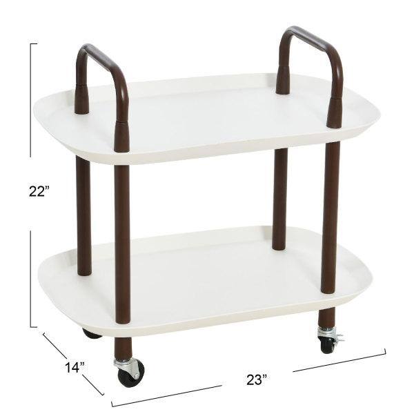 Expliciet Dertig tegel Storied Home Modern Plastic and Metal 2-Tier Trolley with 4-Locking Casters  in White and Brown EC0960 - The Home Depot