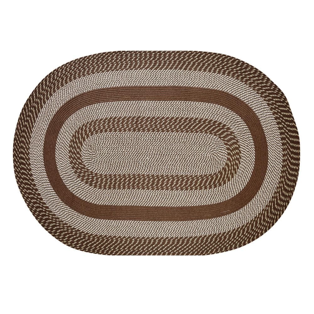 Newport Classic Brown Oval Braided Reversible Rug 22" x 40"
