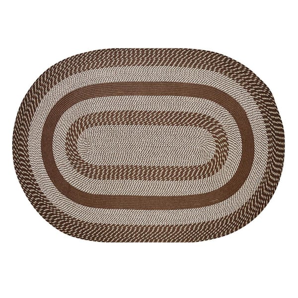 Better Trends Newport Braid Collection Brown 22" x 40" Oval 100% Polypropylene Reversible Area Rug