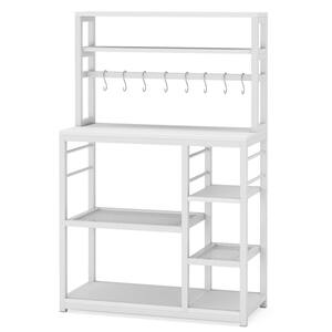 FUFU&GAGA White 5-Tiers Standing Baker's Racks with Wood Table Utility ...