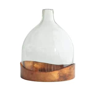 Clear Decorative Glass Cloche with Metal Tray