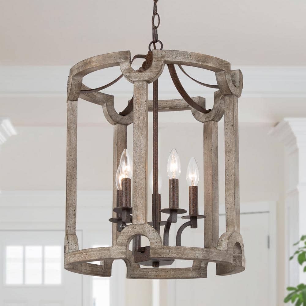 LNC Rustic Farmhouse Candlestick Chandelier 5Light Bronze Weathered