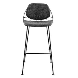 Charlie 29.53 in. Black Low Back Metal Bar Stool with Fabric Seat Set of Two