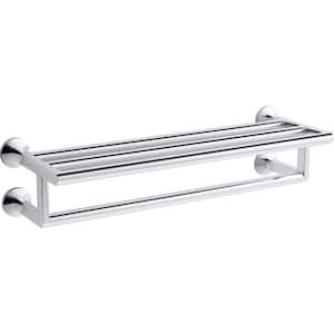 Components 24 in. W x 6.38 in. H x 8.81 in. D Metal Rectangular Hotelier Shelf in Polished Chrome