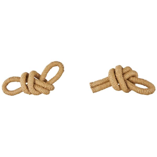 Litton Lane Brown Paper Woven Knot Sculpture Set of 2