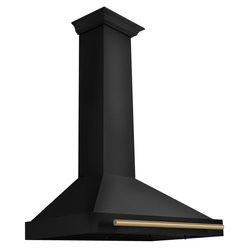 Autograph Edition 36 in. 400 CFM Convertible Wall Mount Range Hood in Black Stainless Steel and Champagne Bronze
