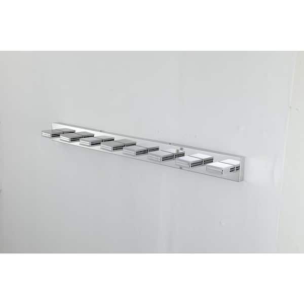 ANGELES HOME 52 1/5 in. 8 Light Chrome Modern Integrated LED Vanity Light Bar for Bathroom
