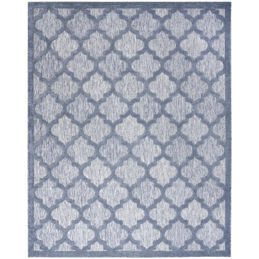 Denim Blue Trellis 8' x 10' Reversible Synthetic Area Rug