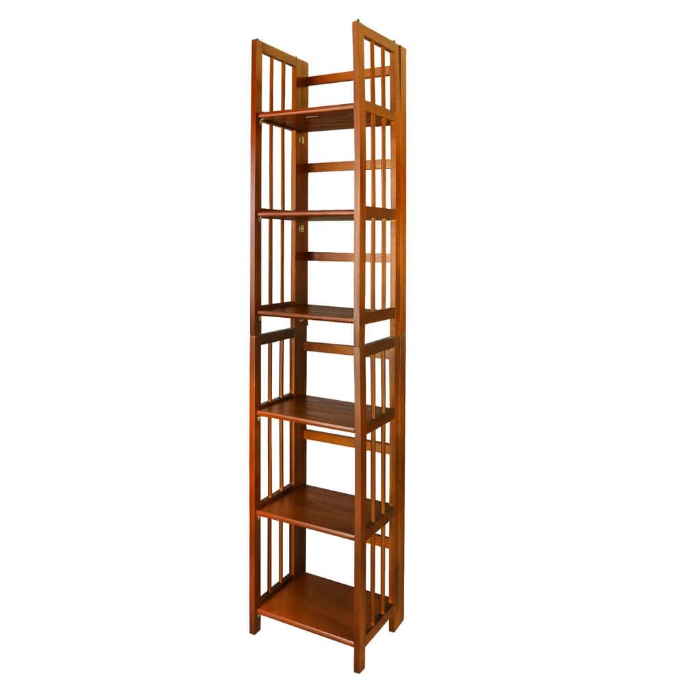 Honey Oak 3-Shelf Folding Wood Bookcase