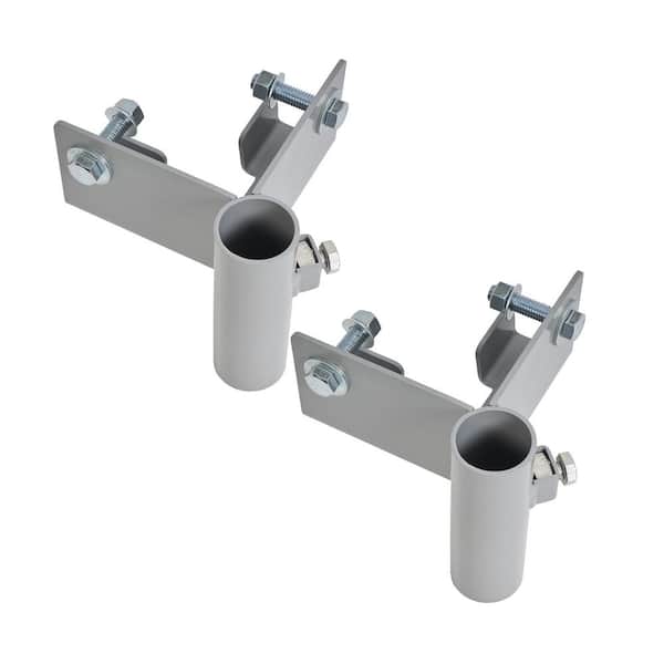 Gray Polyester Powder Coated Steel Outside Corner Bracket for Dock Frames and Post Pipes in Boat Dock Systems, 2-Pack