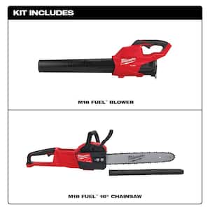 M18 FUEL 16 in. 18V Lithium-Ion Brushless Battery Chainsaw and Blower Combo Kit (2-Tool)