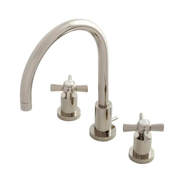 Kingston Brass Millennium 8 in. Widespread 2-Handle High-Arc Bathroom Faucet in Polished Nickel