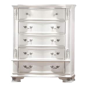 Florince Pearl White 5-Drawer 44 in. W Chest of Drawers
