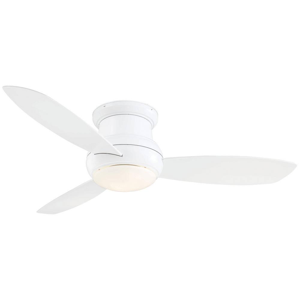 52" White Low Profile LED Ceiling Fan with Remote and Light