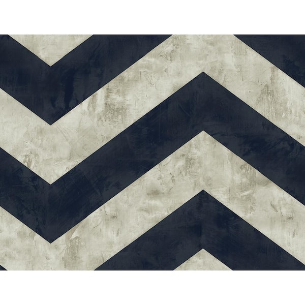 Seabrook Designs Hubble Chevron Metallic Midnight Blue Paper Strippable Roll (Covers 60.75 sq. ft.)