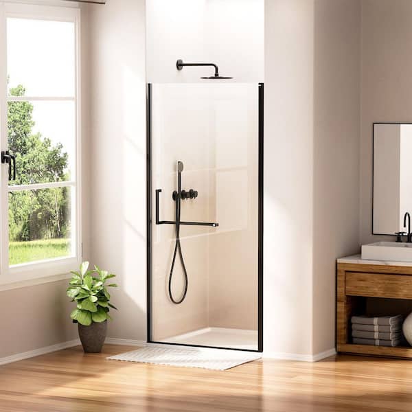 Yingze 36 in. W x 72 in. H Pivot Frameless Shower Door in Matte