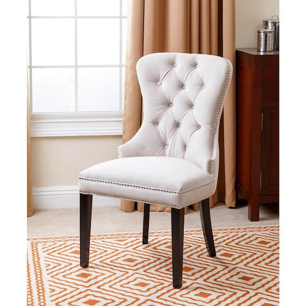 off white tufted dining chairs