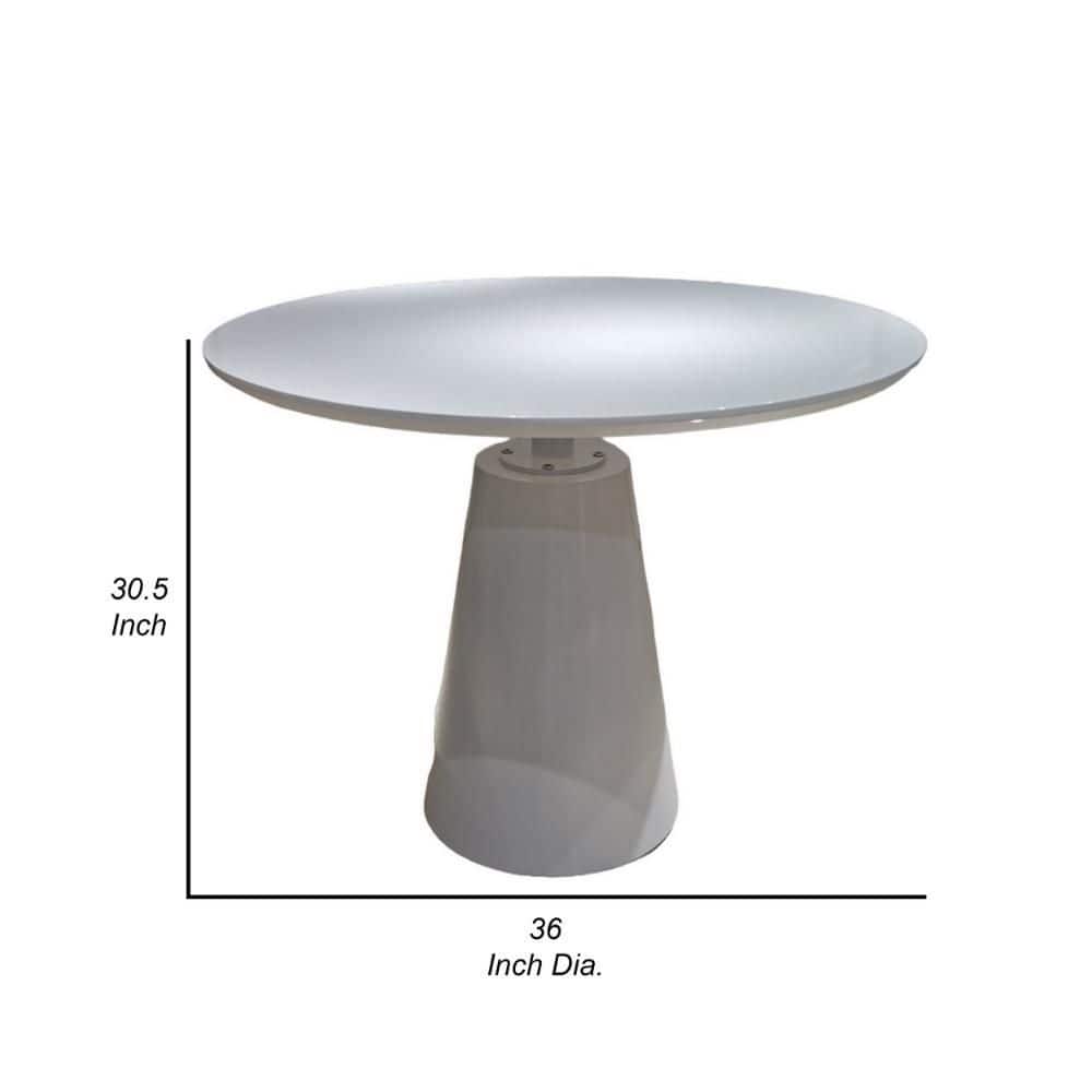Nasa 36 Inch White Lacquer Round Extendable Dining Table