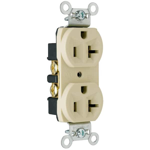 Legrand Pass and Seymour 20 Amp 125-Volt Commercial Grade Backwire Duplex Outlet, Ivory