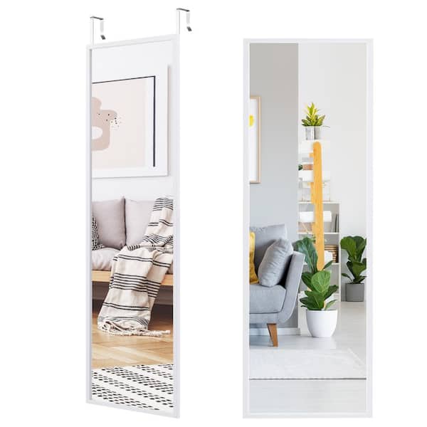 Costway 42.5 in. W x 14 in. H Rectangle Frame White Door Wall Mounted Morden