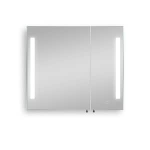 30 in. W x 26 in. H Black Rectangle Aluminum Recessed or Surface Mount Medicine Cabinet, Medicine Cabinet with Mirror