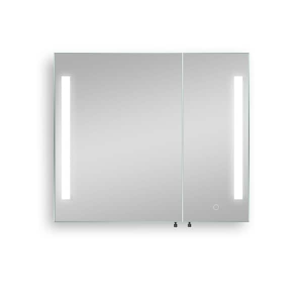 Unbranded 30 in. W x 26 in. H Black Rectangle Aluminum Recessed or Surface Mount Medicine Cabinet, Medicine Cabinet with Mirror