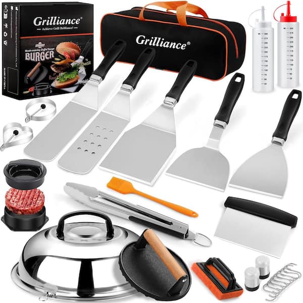 Primehome 27-Pieces Griddle Kit, Enlarged Spatula, Basting Cover, Burger Press, BBQ