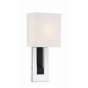 Brent 1-Light Polished Nickel Plus Black Forged Wall Mount