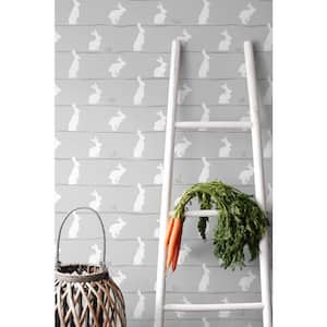 30.75 sq. ft. Daydream Grey Bunny Trail Vinyl Peel and Stick Wallpaper Roll