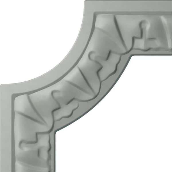 Ekena Millwork 4 in. x 1/2 in. x 4 in. Urethane Nexus Acanthus Leaf Panel Moulding Corner (Matches Moulding PML01X00NE)