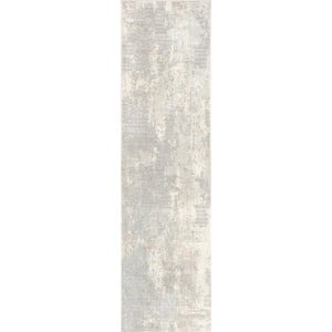 Alice Abstract Waterfall Light Gray 3 ft. x 6 ft. Modern Runner Rug